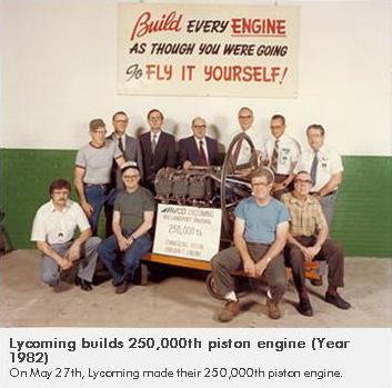 Lycoming builds 250,000th piston engine (1982)