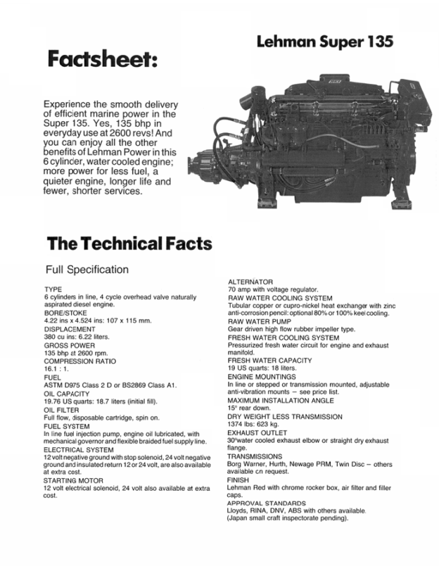 Lehman SpecSheet SP135 Super (Ford 2725)