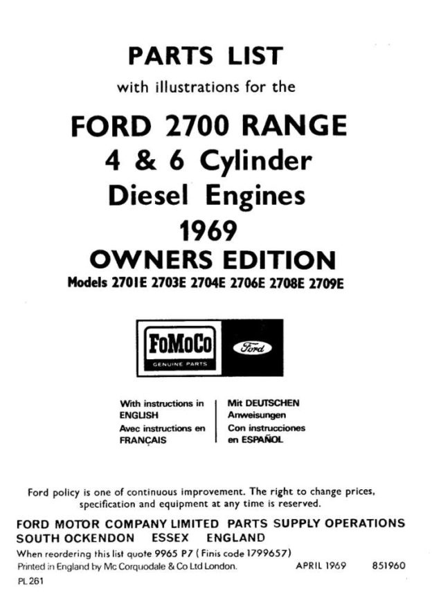 Ford Parts Catalog 2700 Range