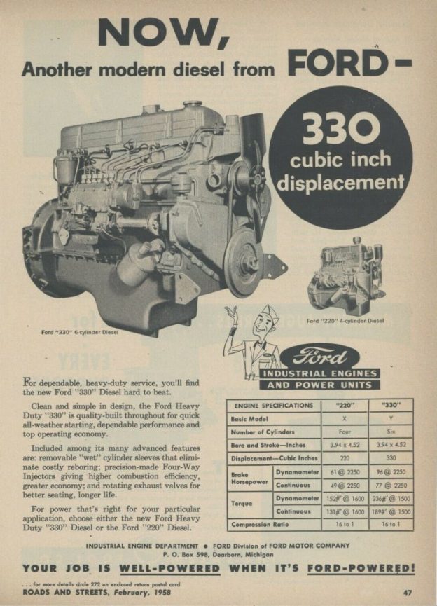 Ford 220 & 330 Diesel Engine Advertisement - 1958 ...